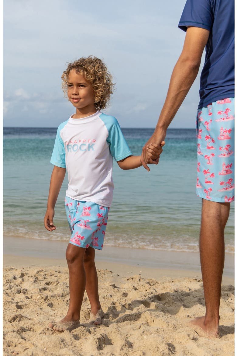 Kids' Short Sleeve Rashguard, Alternate, color, BLUE