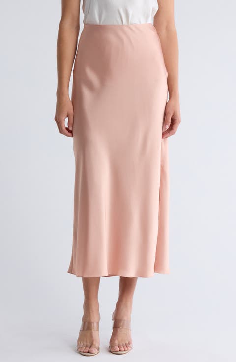 Side Slit Satin Skirt