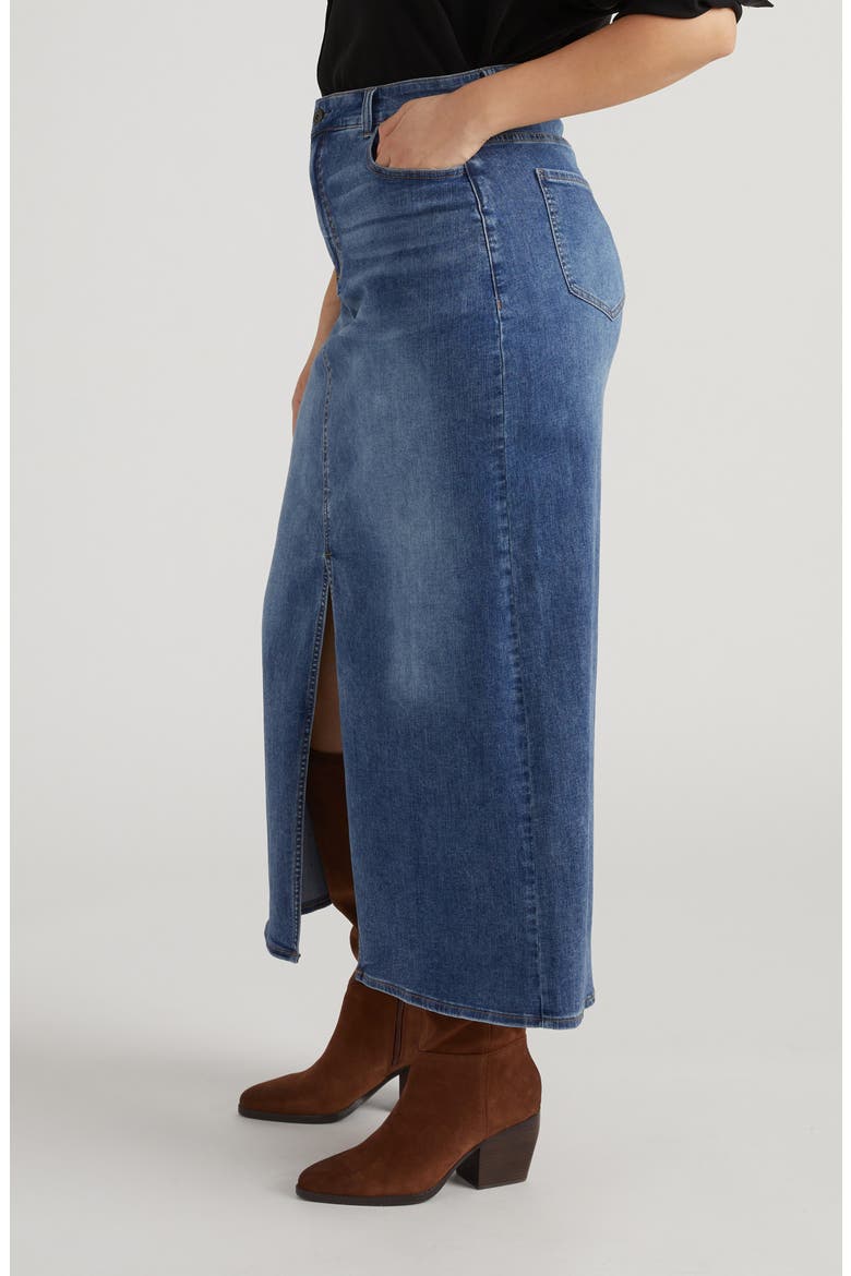 Denim Maxi Skirt, Alternate, color, WESTERN BLUE