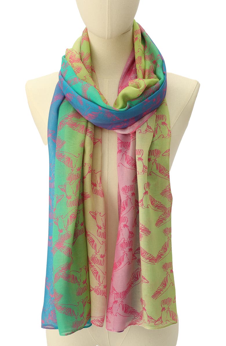 Kurt Geiger London Rainbow Bird Oblong Scarf, Alternate, color,