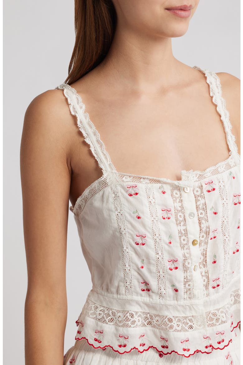 Vietta Cherry Embroidered Lace Cotton Crop Tank, Alternate, color, OPTIC WHITE