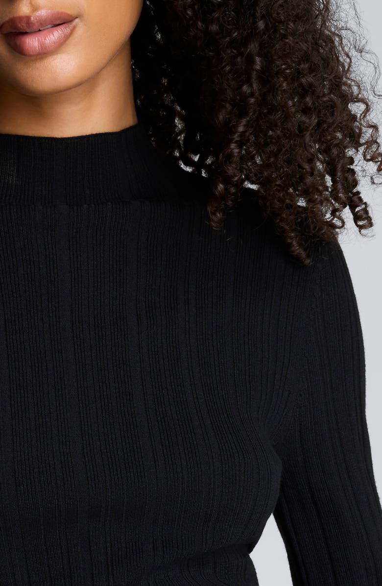 Kenneth Cole Variegated Rib Mock Neck Sweater, Alternate, color, Black
