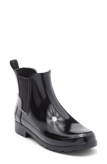 Hunter Original Refined Chelsea Waterproof Rain Boot In Black