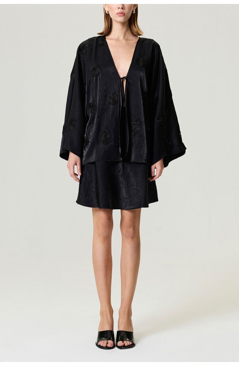 Nocturne Beaded Embroidered Kimono, Alternate, color, Black