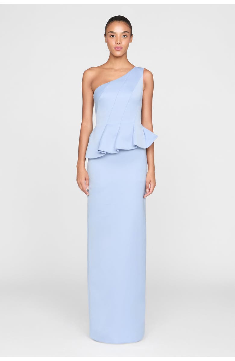 Theia Zenobia Duchess Satin Gown, Alternate, color, Serenity Blue