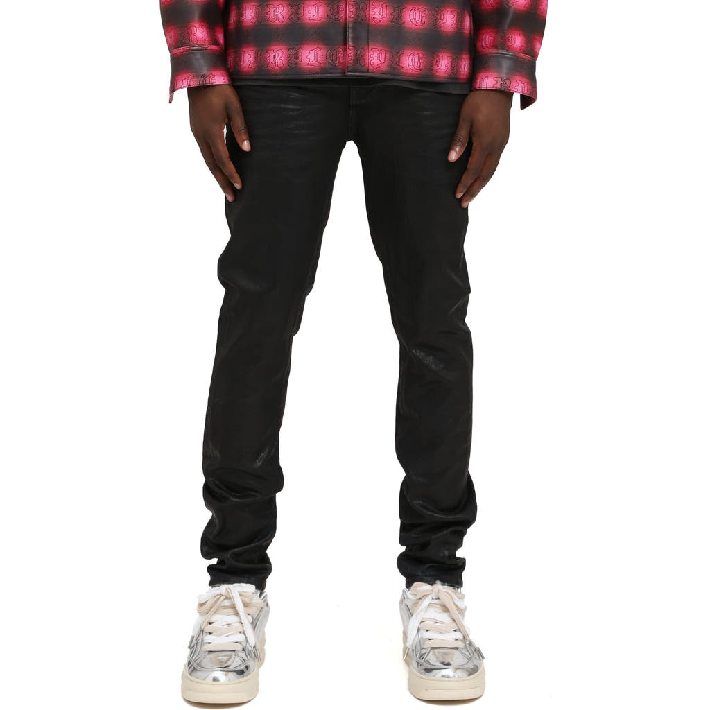 Purple Brand Coated Indigo Skinny Fit Jeans In Black