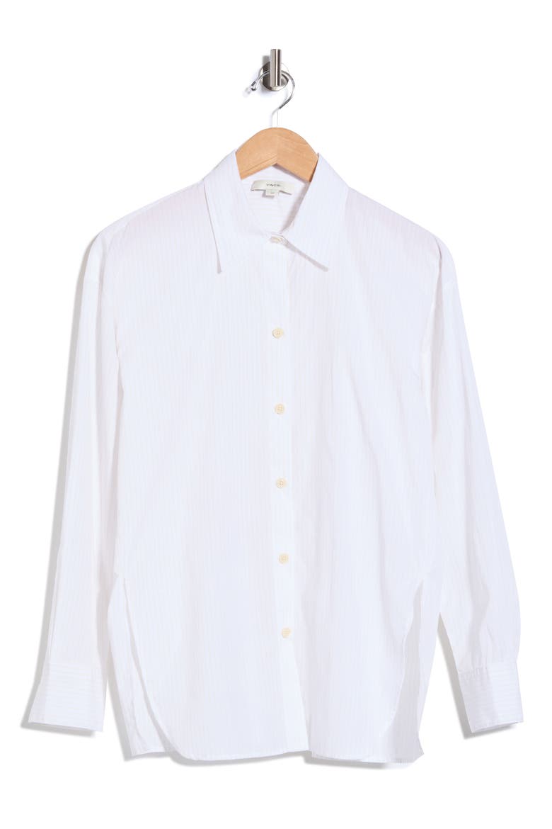 Striped Cotton Button Down Shirt, Alternate, color, OPTIC WHITE/ BUTTER