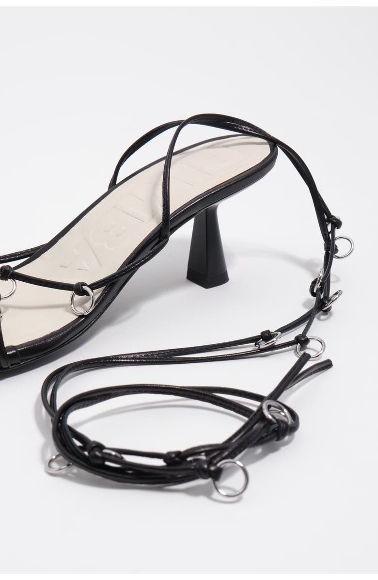 Bimba y Lola Leather Heeled Sandal With Piercings, Alternate, color, Black