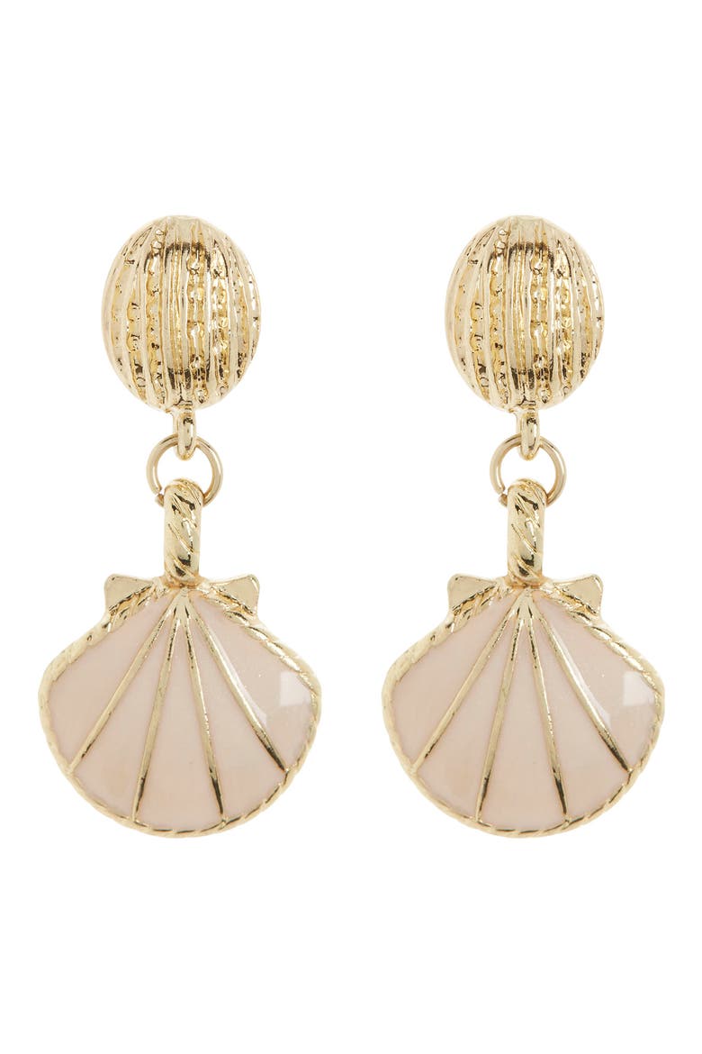 Inaya Shell Drop Earrings, Main, color, GOLD