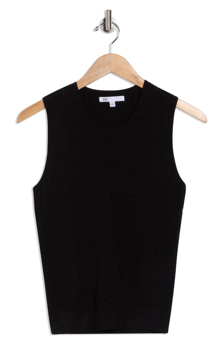 DR2 by Daniel Rainn Floral Pointelle Sweater Tank, Alternate, color, Q405 Black