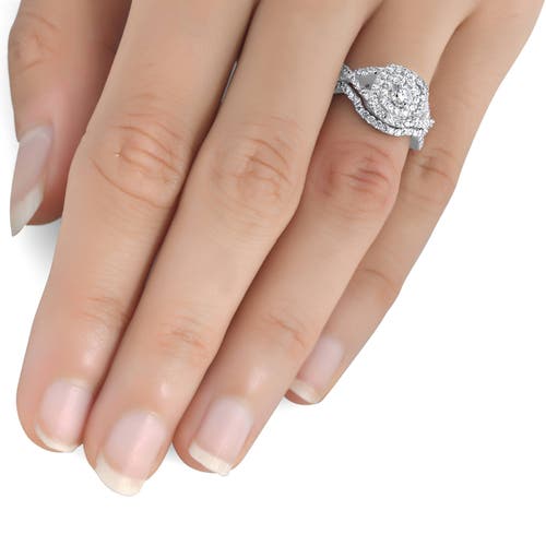 Bliss Diamond 1 1/10ct Cushion Diamond Halo Engagement Ring Set 10k Gold