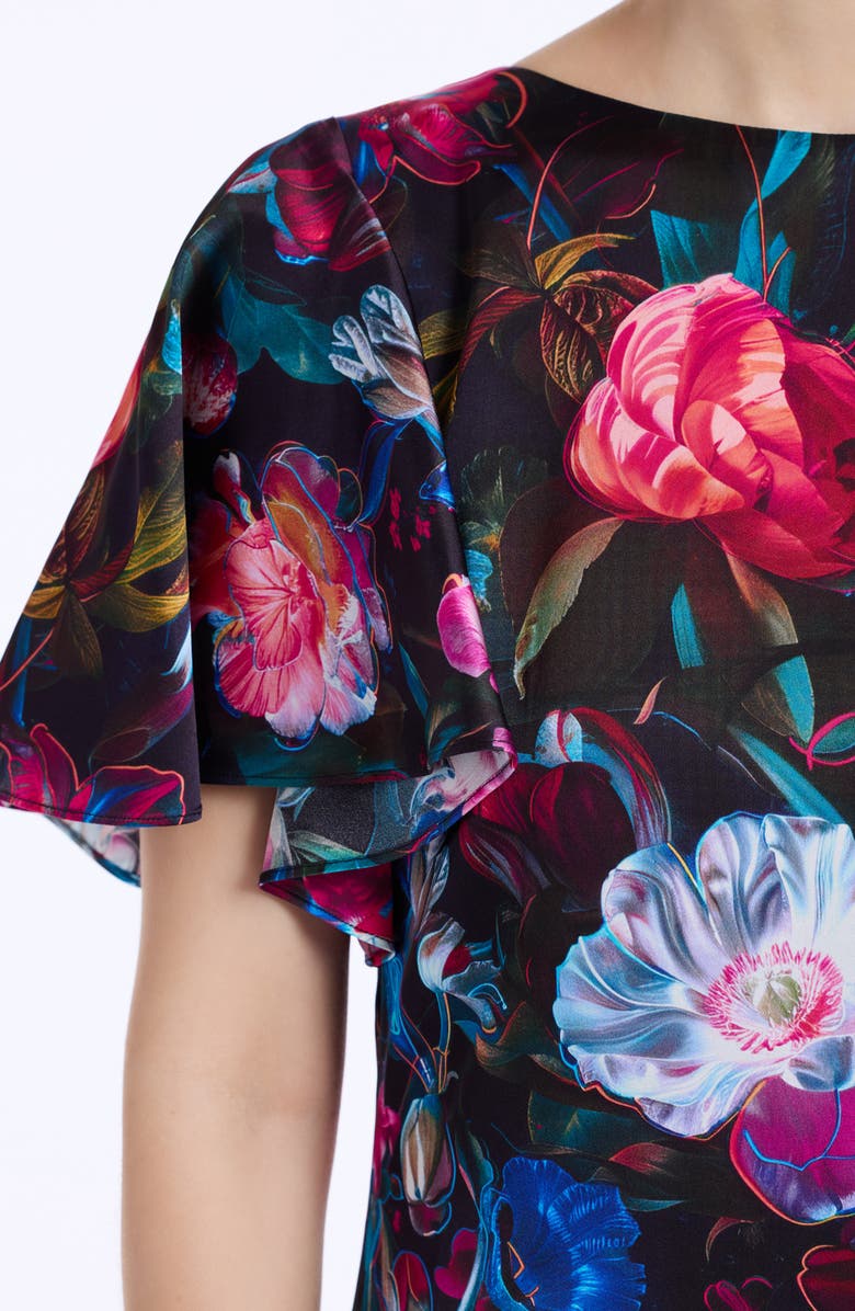 Robert Graham Alara Short Sleeve Cowl Back Shift Dress, Alternate, color, Black Multi