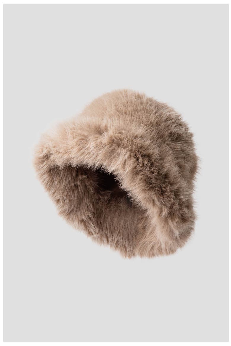 Faux Fur Solid Faux Fur Bucket Hat, Main, color, Natural