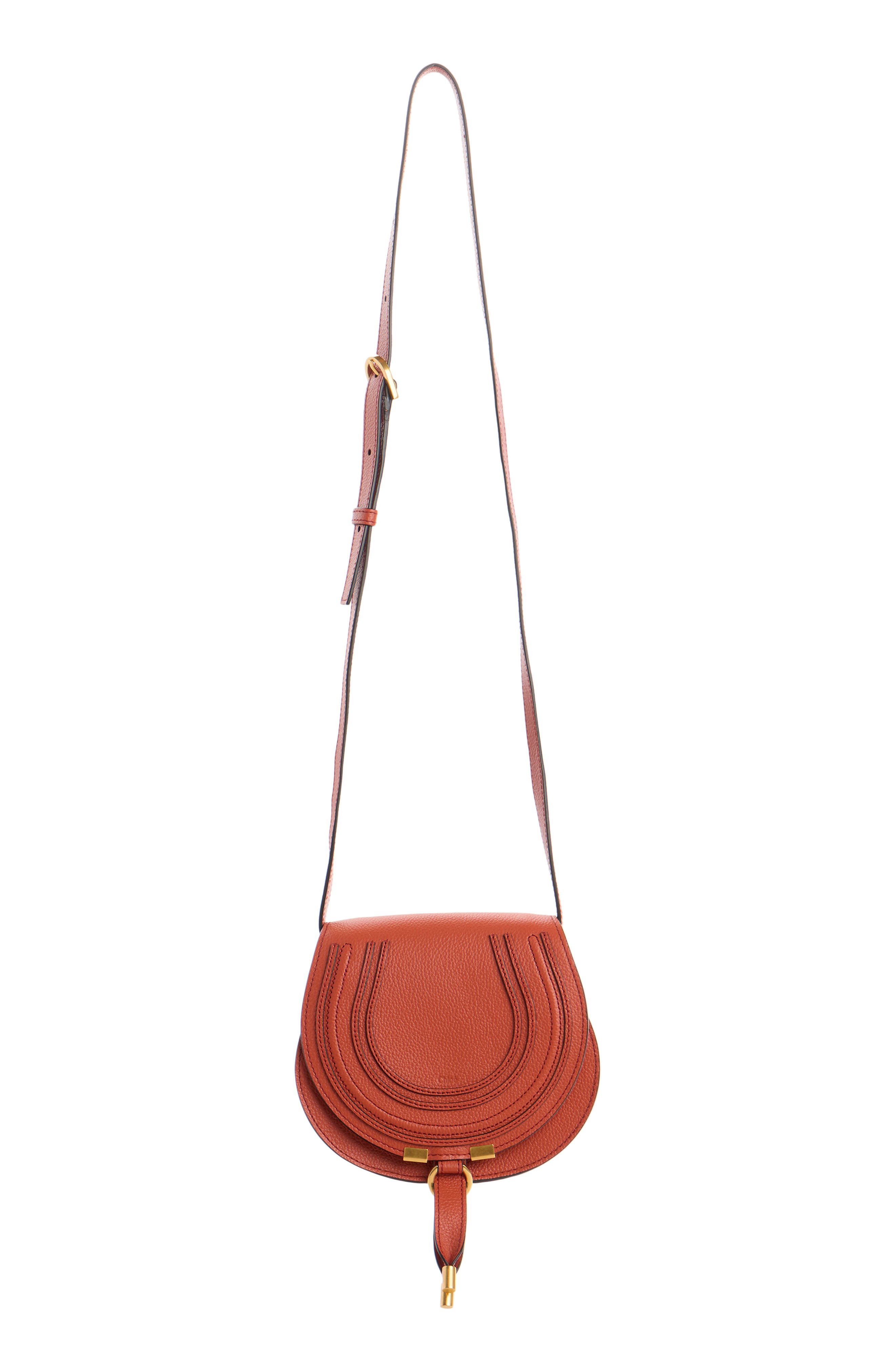 Chloé Small Marcie Leather Crossbody Bag, Alternate, color, Crimson Orange
