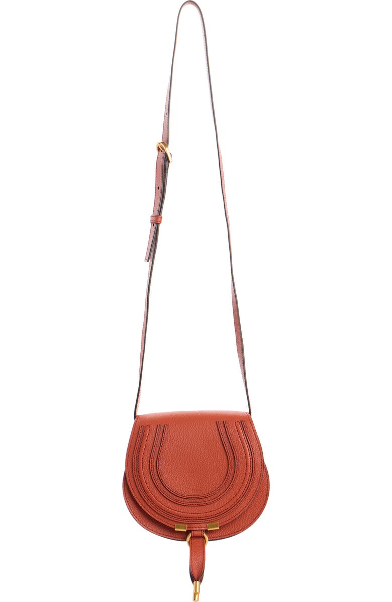 Chloé Small Marcie Leather Crossbody Bag, Alternate, color, Crimson Orange