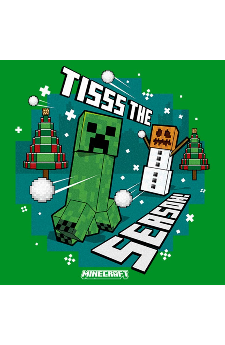 MINECRAFT Boy's Minecraft Creeper Snow Season  Graphic T-Shirt, Alternate, color, Kelly Green