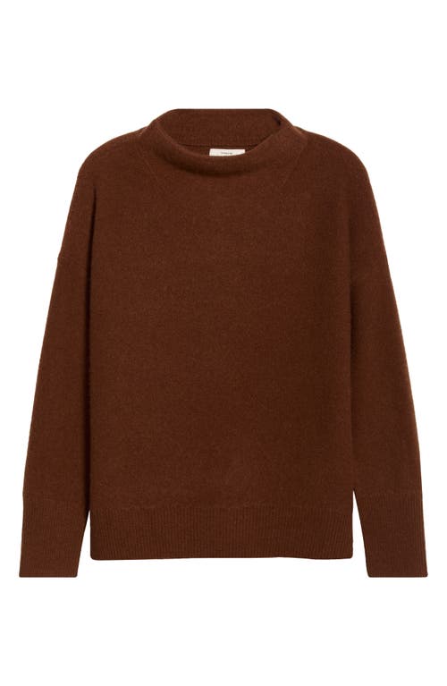 Vince Boiled Cashmere Funnel Neck Pullover In Brown