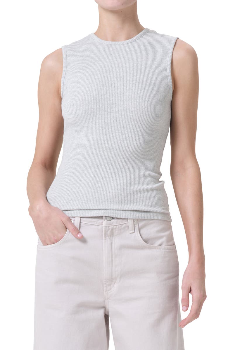 AGOLDE Binx Rib Tank, Main, color, Brushed Grey Heather