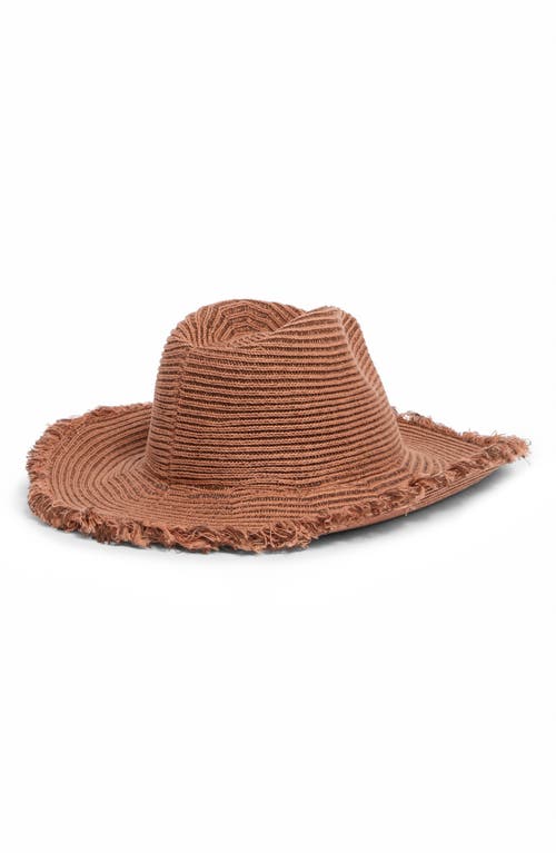 Melrose And Market Fringe Woven Cowboy Hat In Tan Spice