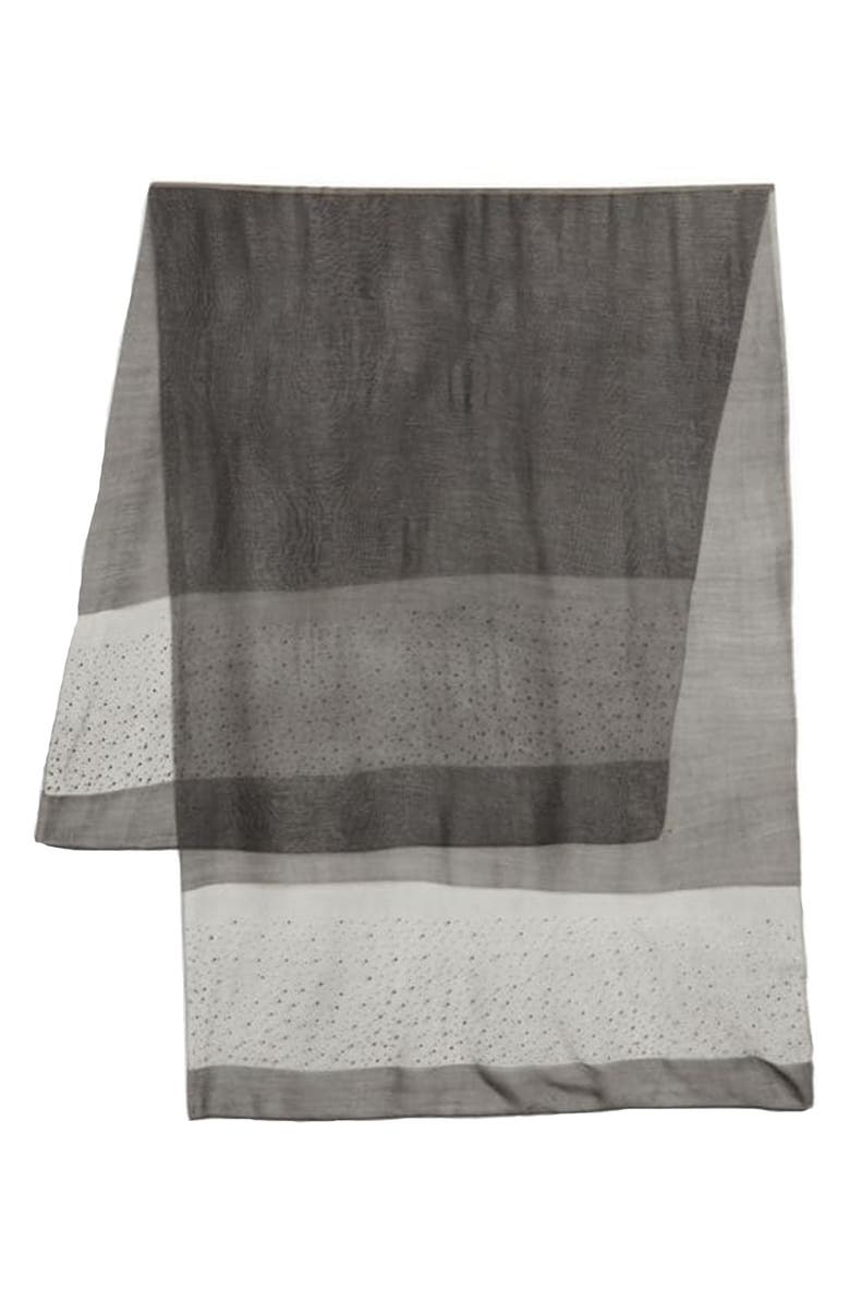 SAACHI Crystal Embellished Silk & Wool Scarf, Alternate, color, Grey
