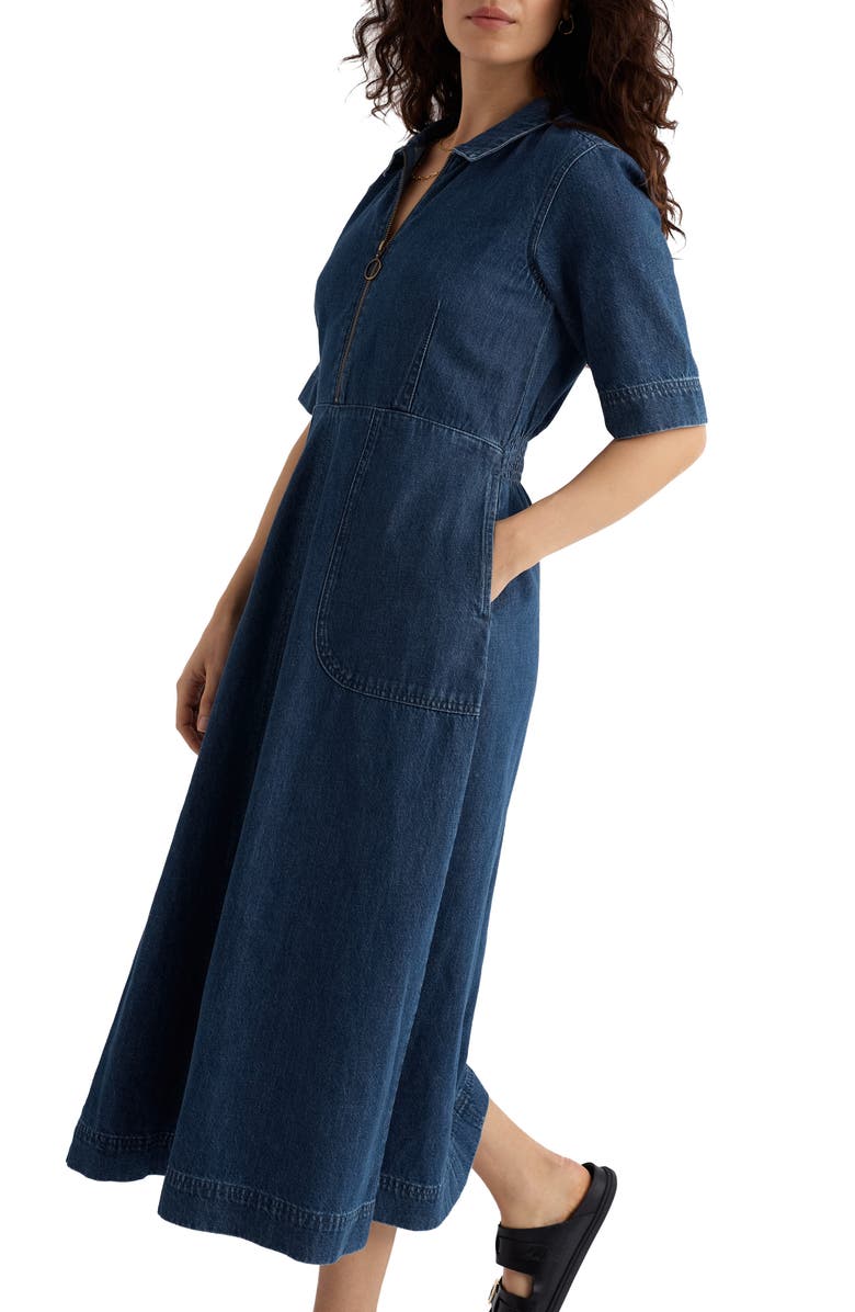 Seasalt Cornwall Gwenter Cotton & Linen Dress, Alternate, color, Mid Wash