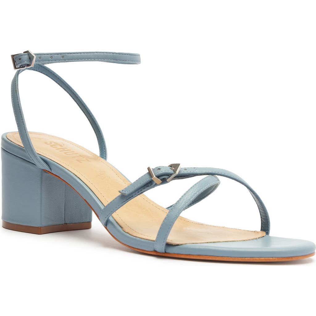 Shop Schutz Liliana Ankle Strap Sandal In Denim Blue Leather