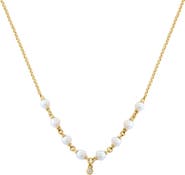 EFFY Diamond & Freshwater Pearl Station Necklace
