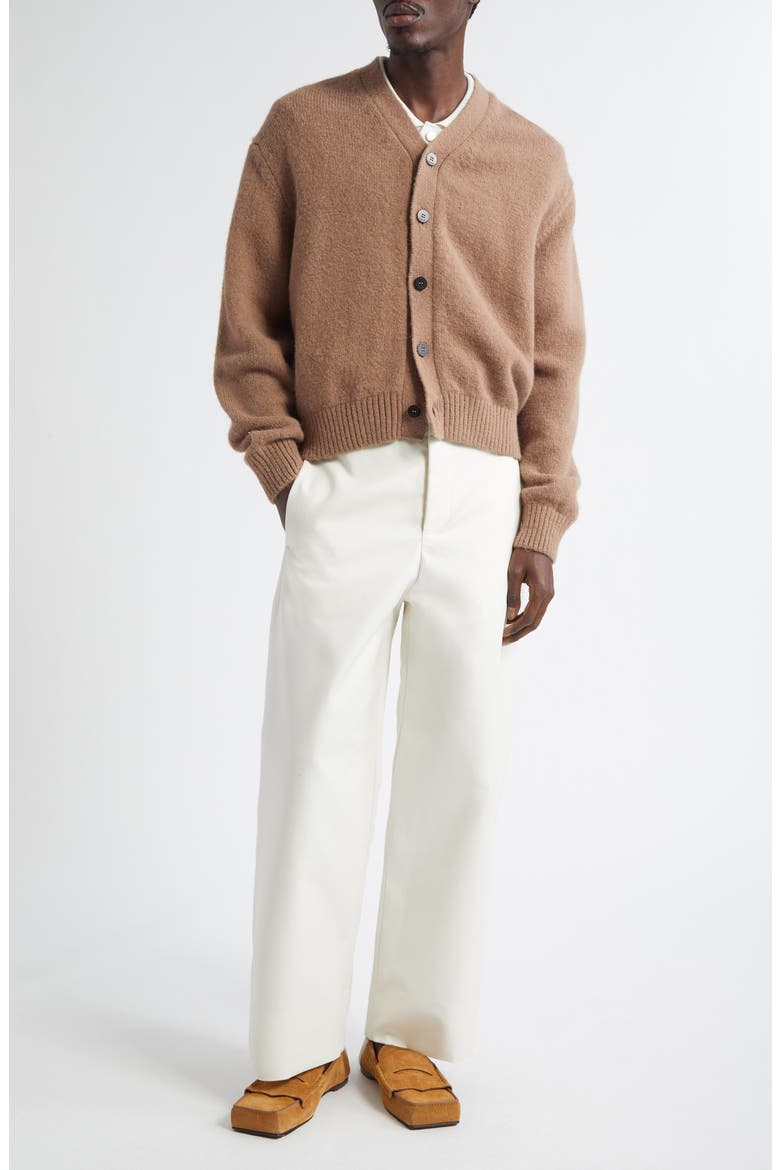 Le Jacquemus Signature Alpaca Blend Cardigan, Alternate, color, LIGHT BROWN