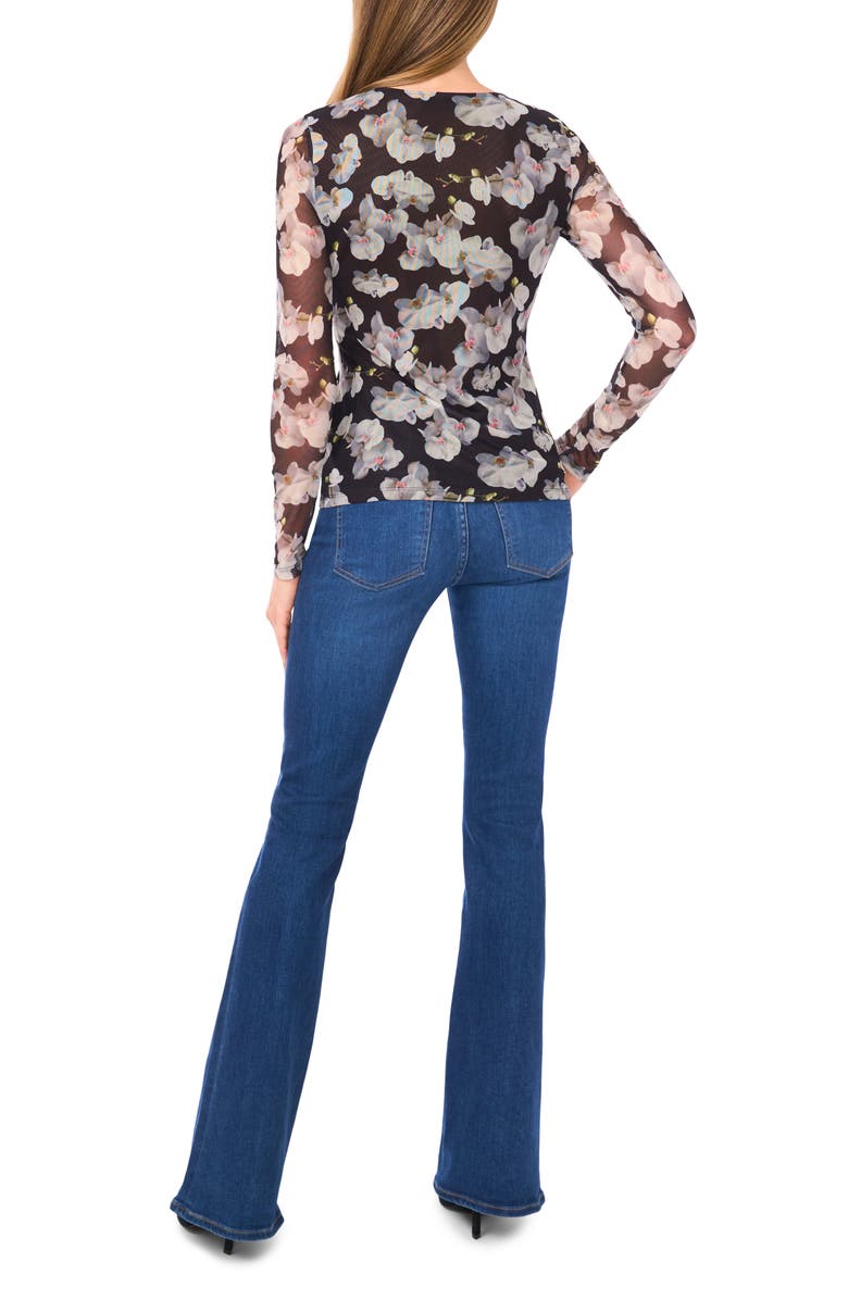 Ted Baker Floral Mesh Top, Alternate, color, Rich Black