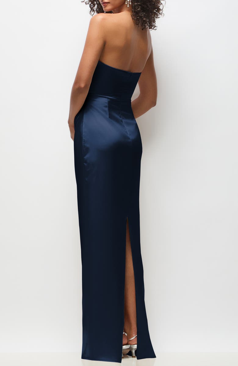 After Six Niamh Ruched Satin Gown, Alternate, color, Midnight