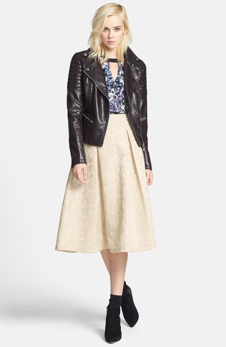 ASTR the Label ASTR Textured Jacquard High Rise Midi Skirt, Alternate, color, 