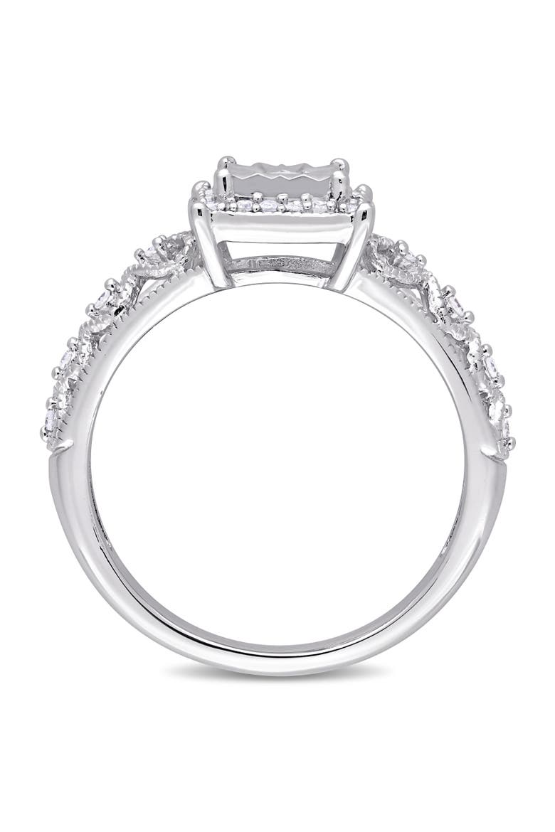 Diamond Square Halo Ring Sterling Silver, Alternate, color, Sterling Silver