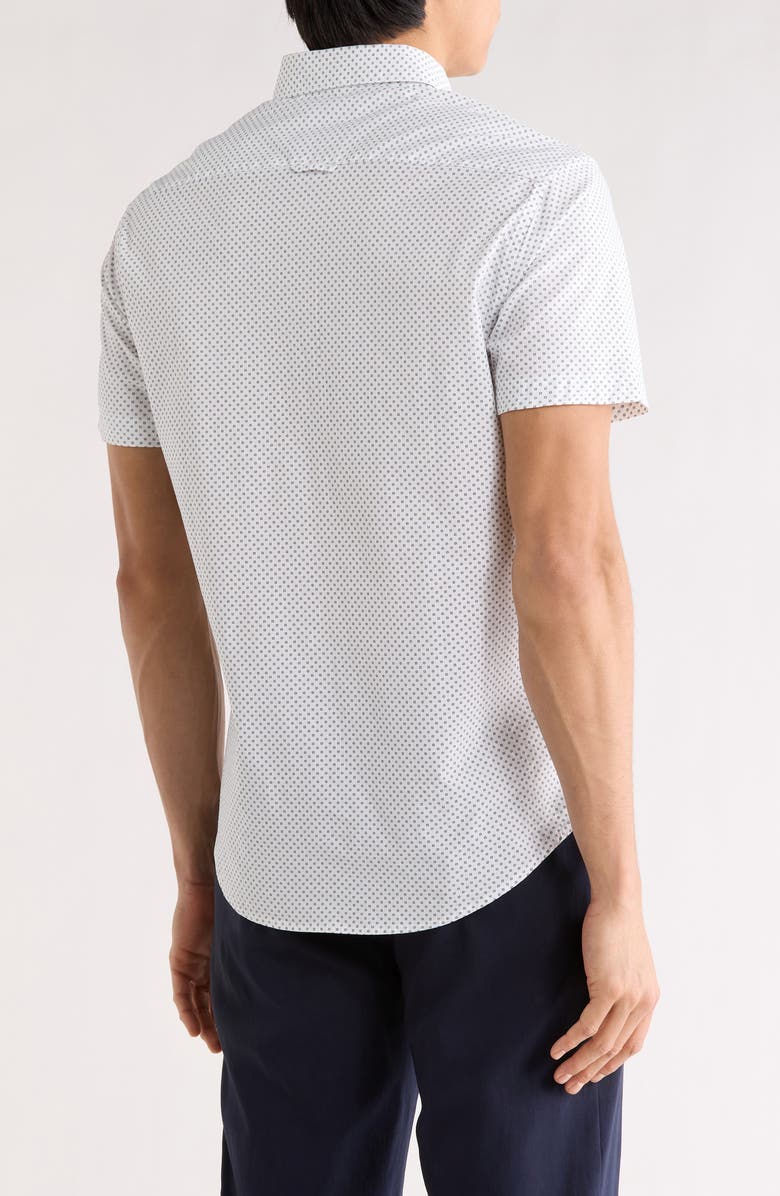 DENIM AND FLOWER Pop Geometric Short Sleeve Button-Down Shirt, Alternate, color, White/ Black