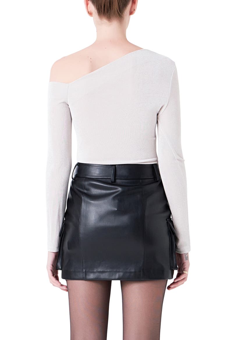 Asymmetric One-Shoulder Top, Alternate, color, SILVER