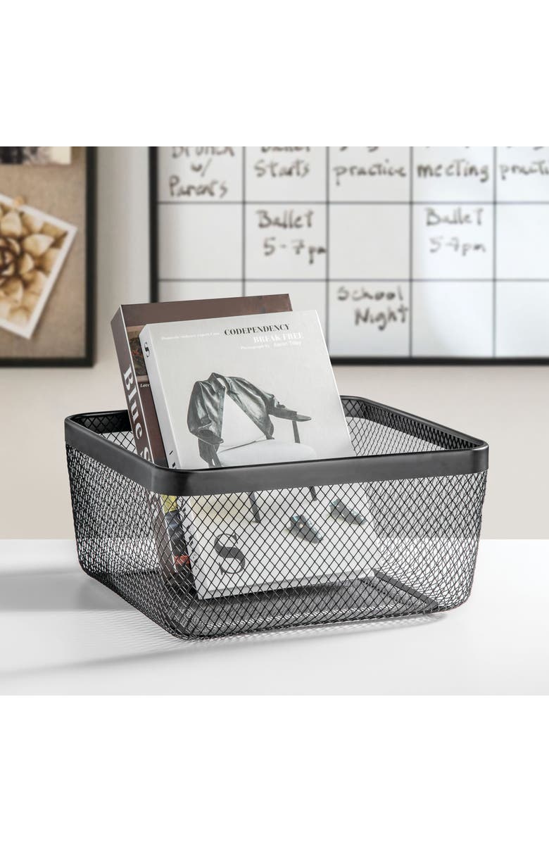 mDesign Metal Mesh Pantry Basket for Kitchen Storage - Set of 4 - Black, Alternate, color, Black