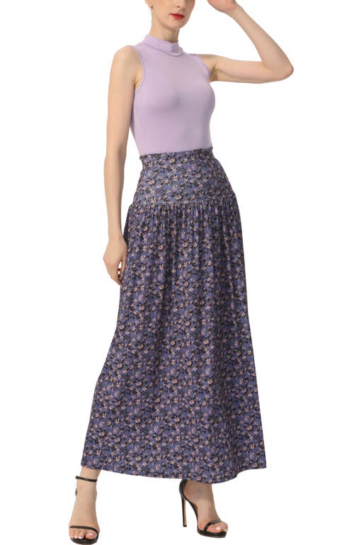 Kimi & Kai Tiered Maxi Skirt In Blue