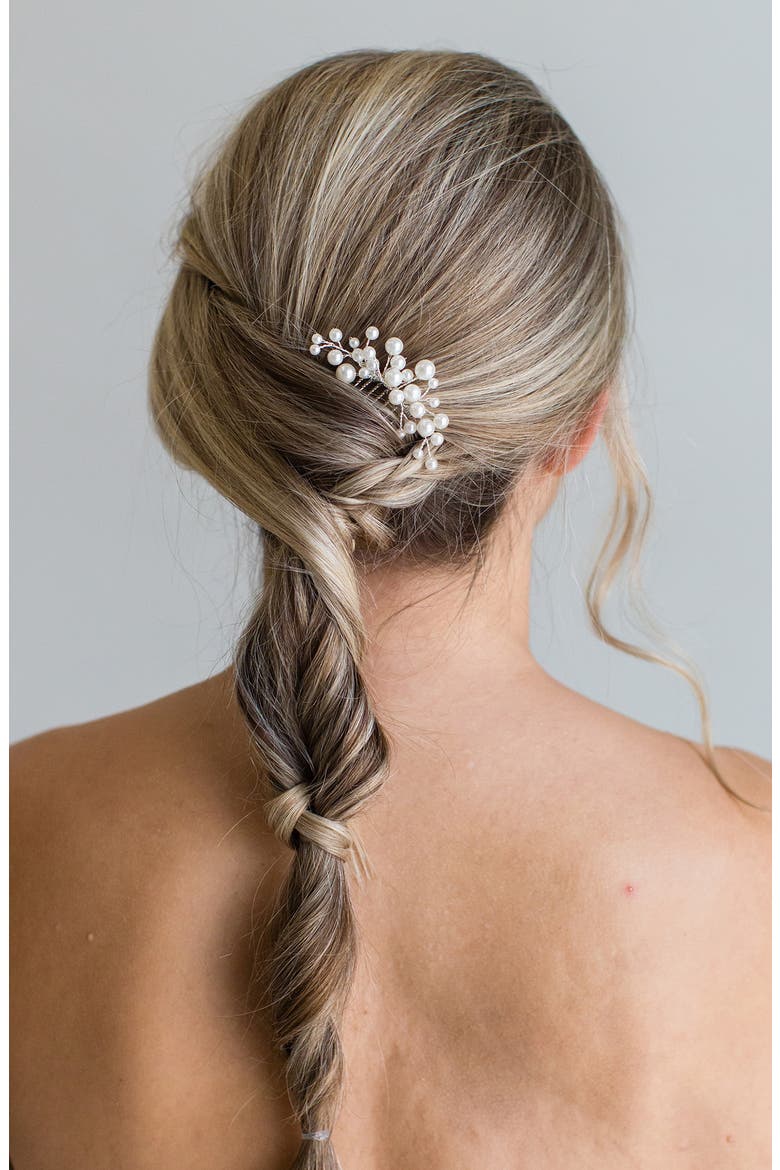Brooks Faux Pearl Hair Comb (Nordstrom Exclusive), Main, color, SILVER