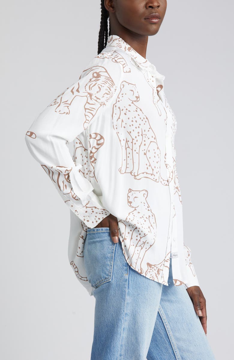 Rails Kathryn Wild Cat Print Button-Up Shirt, Alternate, color, 