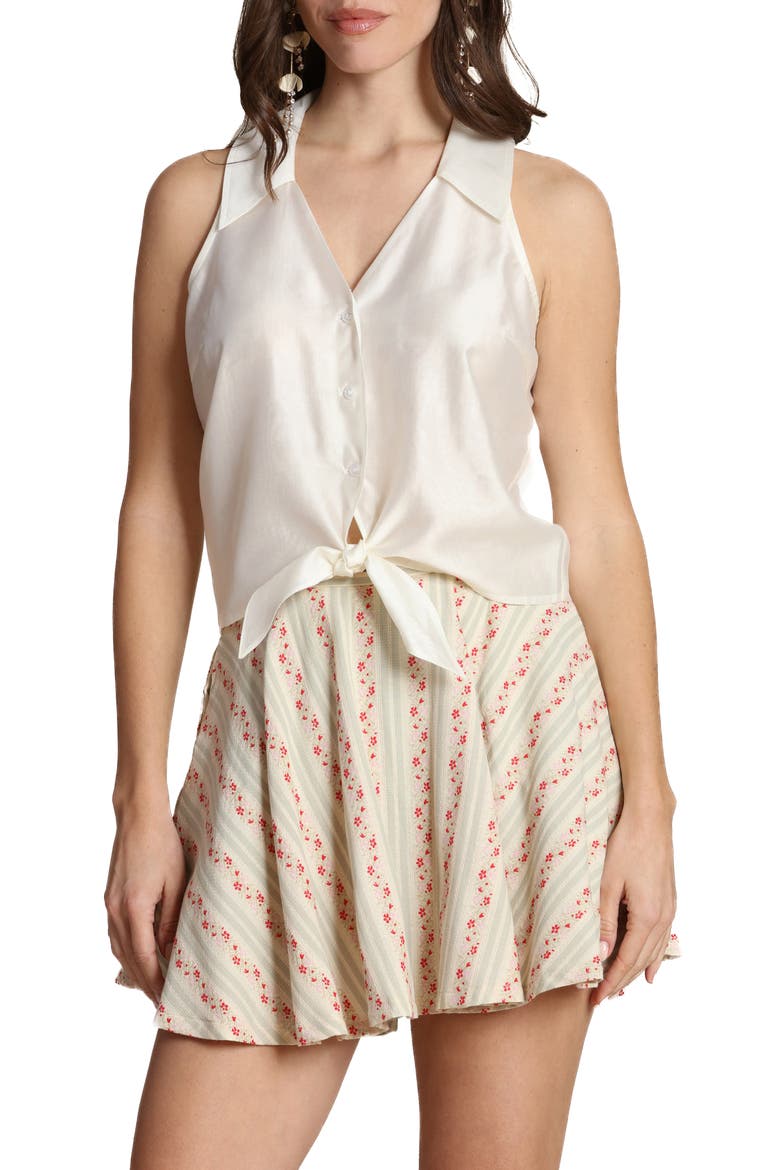 Sleeveless Tie Front Top, Main, color, OFF WHITE