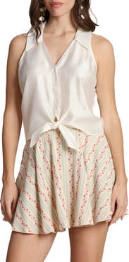 Avec Les Filles Sleeveless Tie Front Top