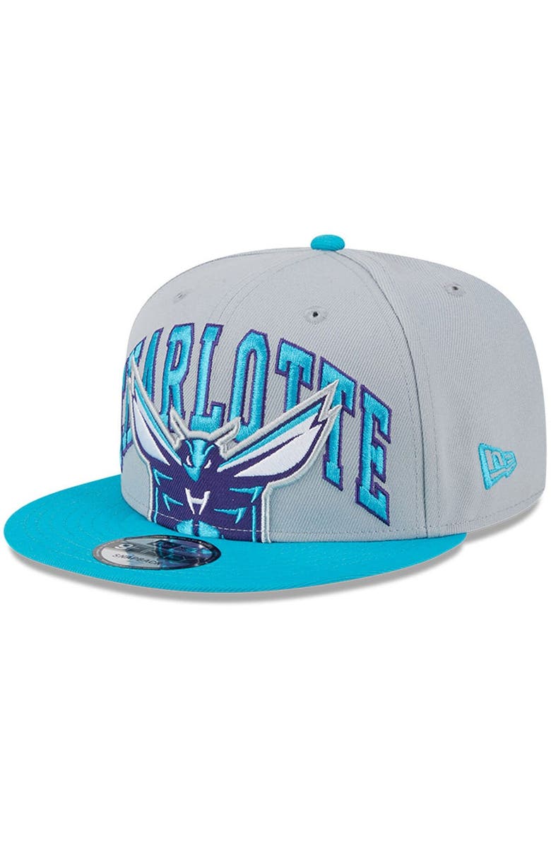 New Era Men's New Era Gray/Teal Charlotte Hornets Tip-Off Two-Tone 9FIFTY Snapback Hat, Main, color, 