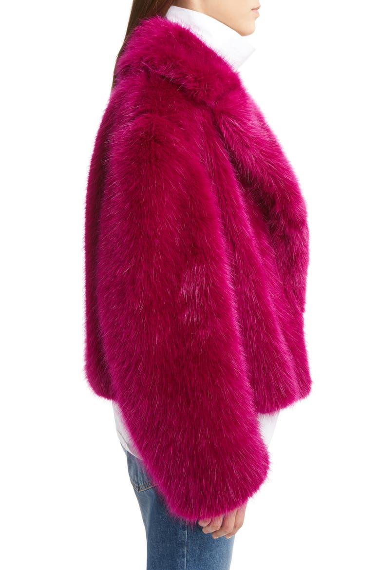 Faux Fur Teddy Bear Jacket, Alternate, color, FUCHSIA