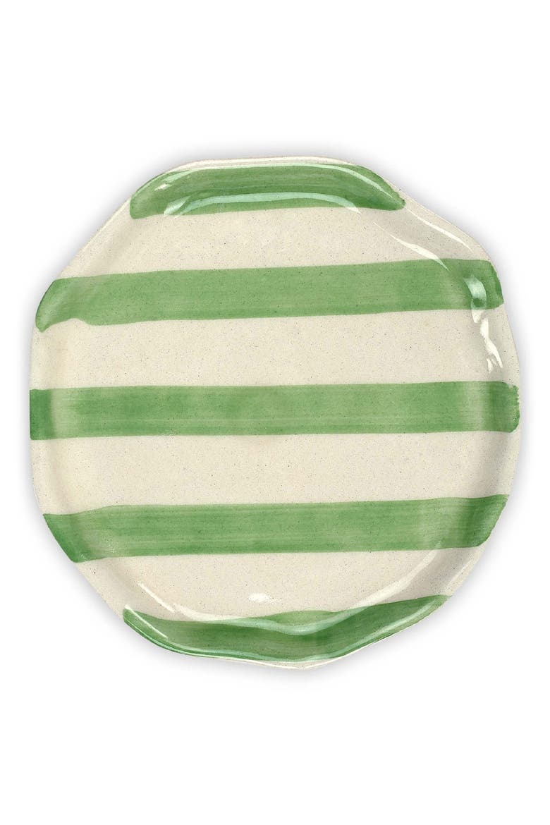 Stripe Stoneware Ceramic Plate, Main, color, GREEN