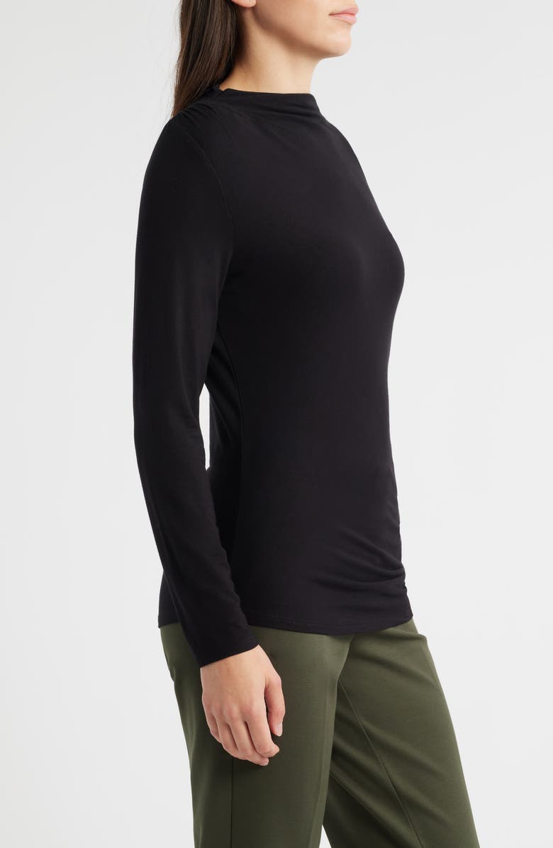 Liverpool Los Angeles Long Sleeve Ruched Knit Top, Alternate, color, Black