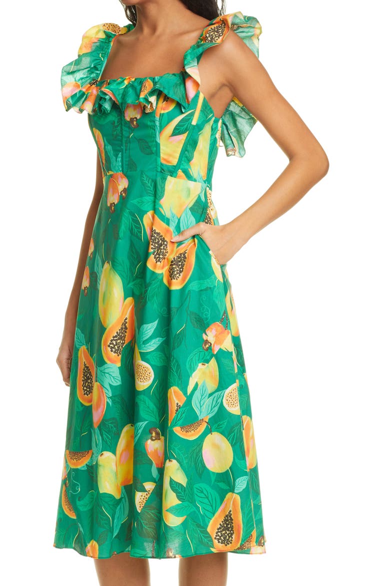 Green Papaya Salad Cotton Dress, Alternate, color, GREEN