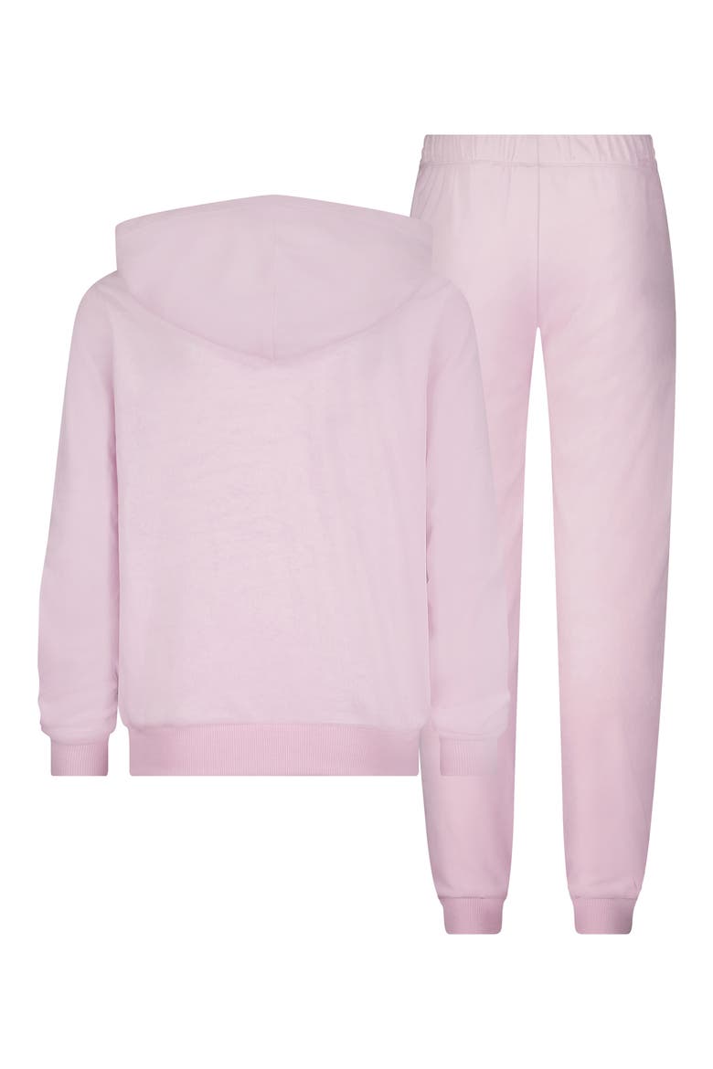 Kids' Velour Zip-Up Hoodie & Joggers Set, Alternate, color, LIGHT RASPBERRY