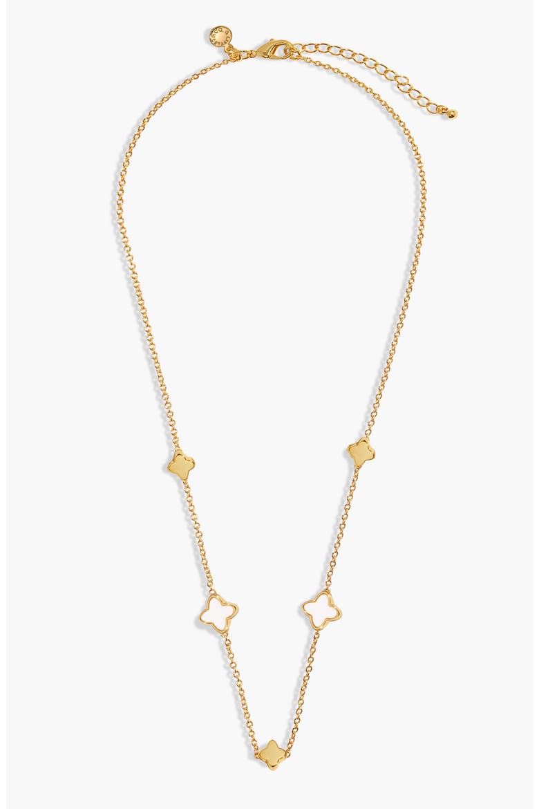 Style Stories Mother Of Pearl Clover Necklace In Gold-Tone Plating, Alternate, color, Metallic Gold