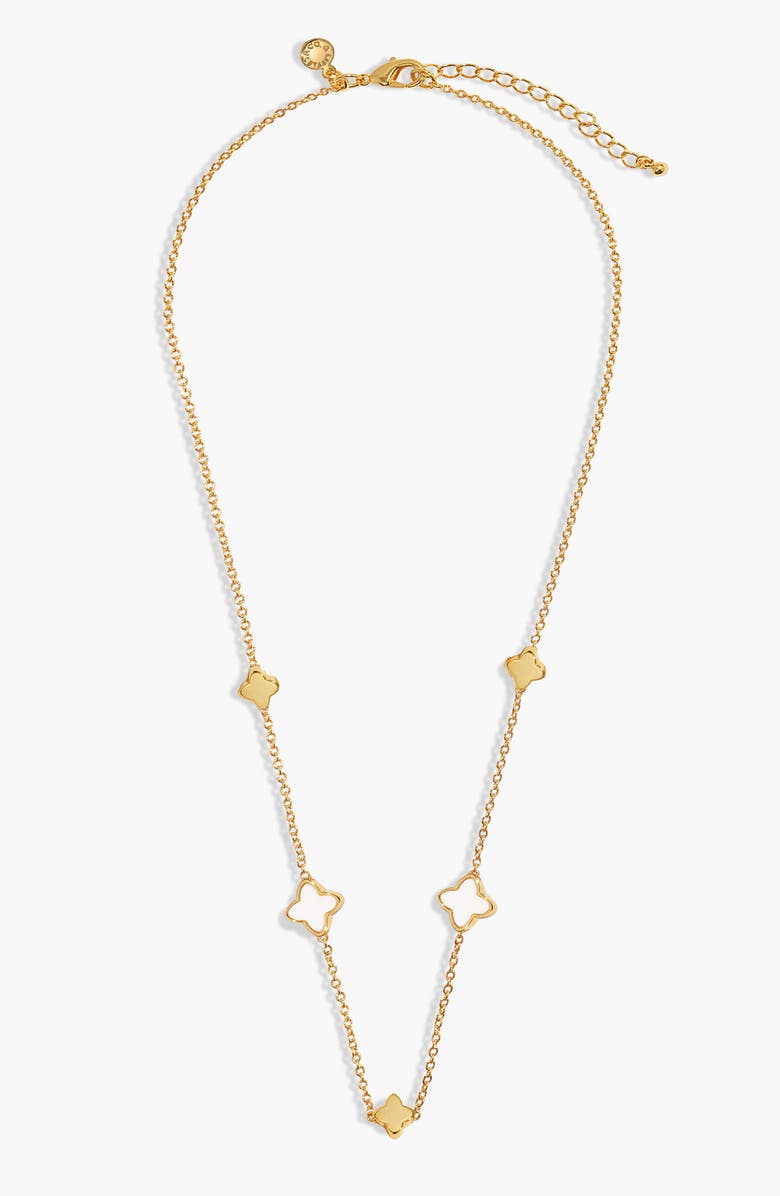 A Littles & Co Style Stories Mother Of Pearl Clover Necklace In Gold-Tone Plating, Alternate, color, Metallic Gold