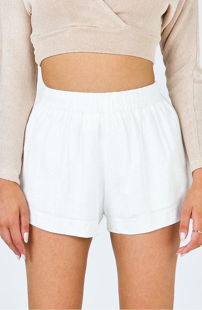 Princess Polly Beach House Shorts, Main, color, Off White