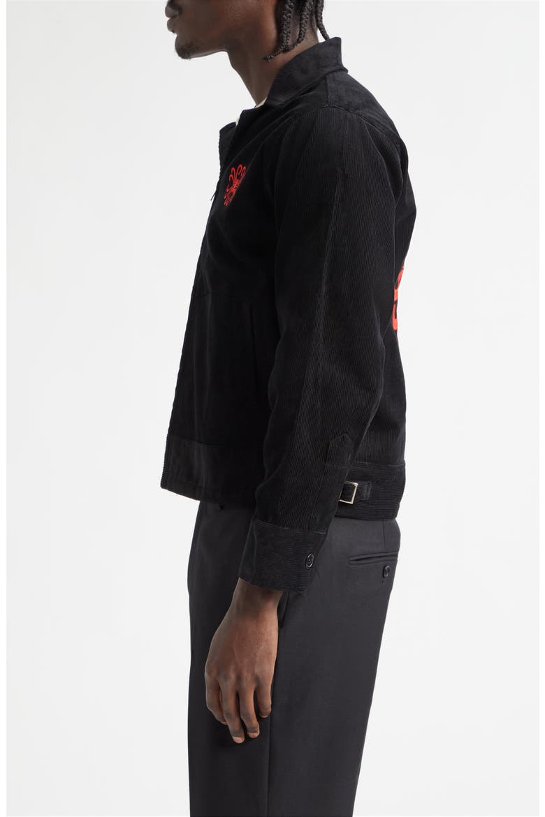 Embroidered Corduroy Club Jacket, Alternate, color, BLACK